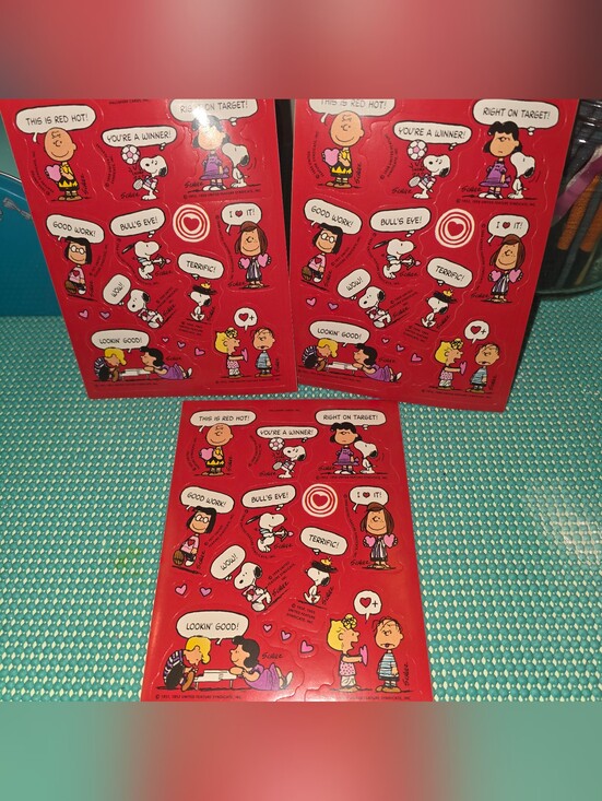 Peanuts Other - Vintage Peanuts Hallmark Valentines Sticker Sheets